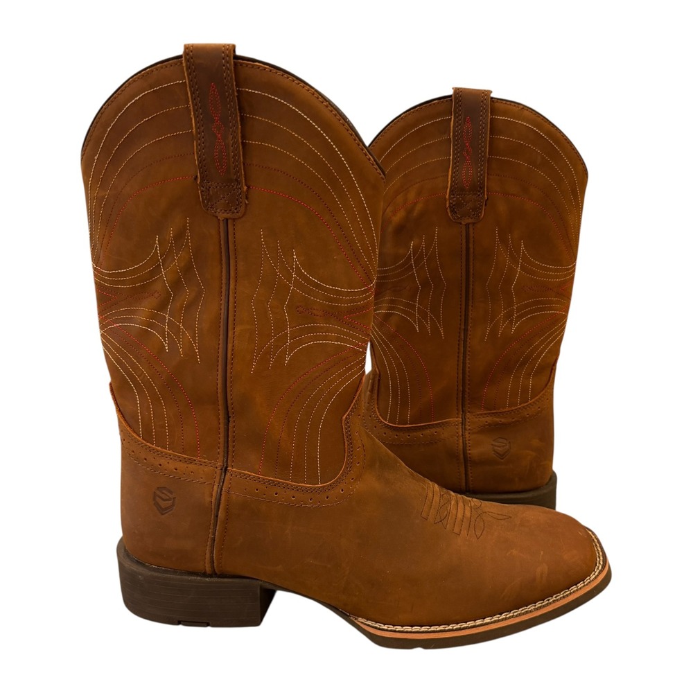 Sureway 1013 Western Work Boots Men's 13‎ Distressed Brown Leather Square Toe